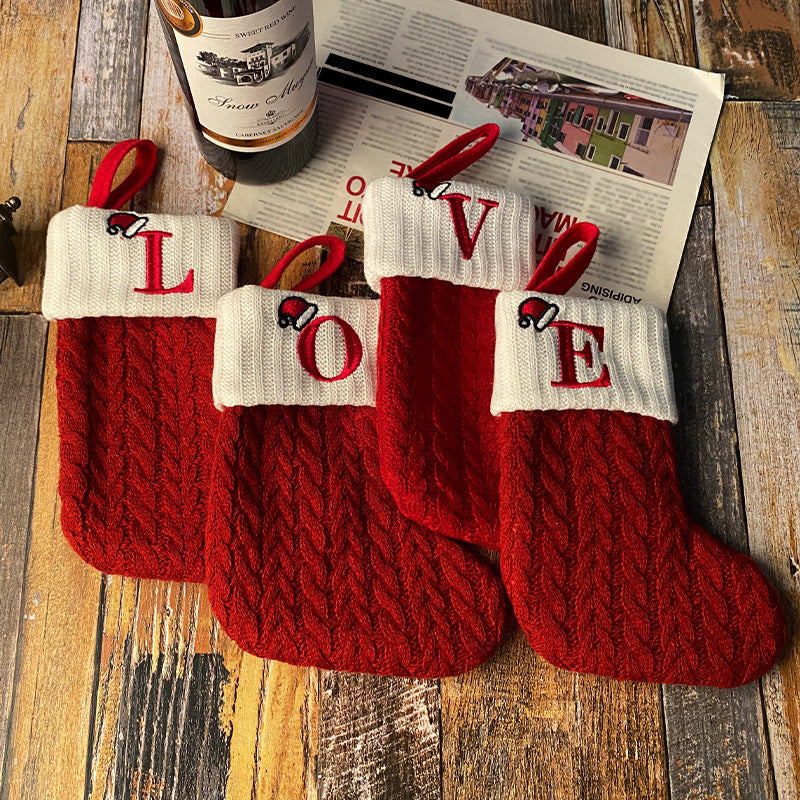 Christmas Letter Knit Stocking