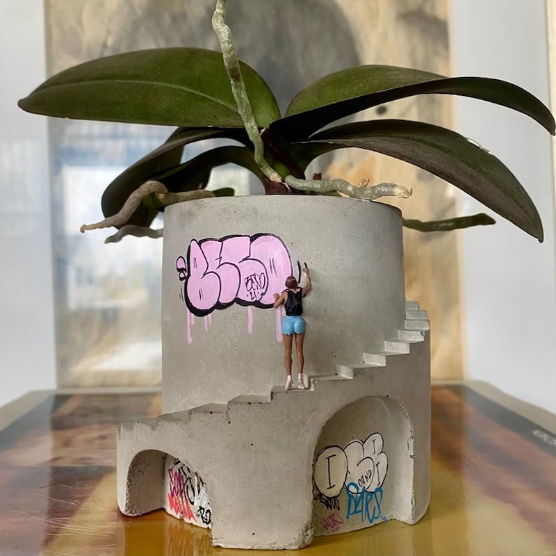 Handmade Street Art Graffiti Concrete Planter