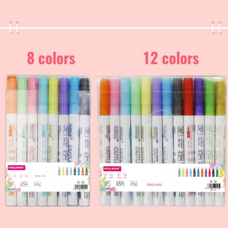 🎄Gorgeous Double Outline Markers Set (8/12 colors)🎁