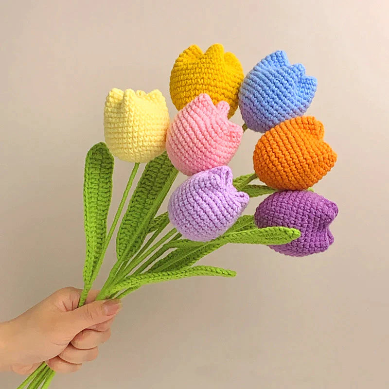 Crochet Flowers Bouquet Handmade Knitted Flower Gift