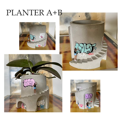 Handmade Street Art Graffiti Concrete Planter