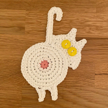 Cute Knitted Kitten Butt Coasters