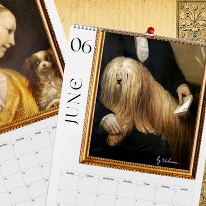 🐶2024 Renaissance Painting Ugly Dogs Monthly Calendar📅