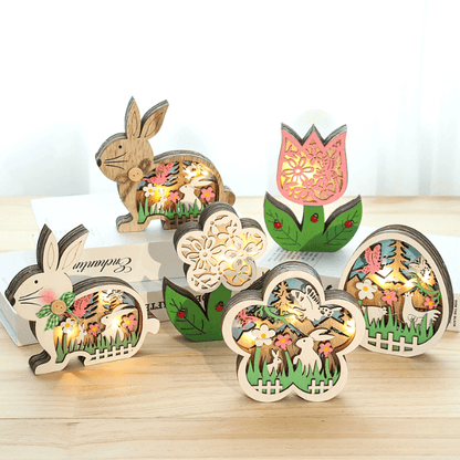 Wooden Easter Decoration with LED Light