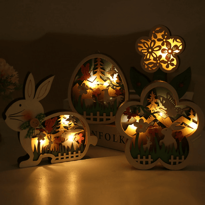 Wooden Easter Decoration with LED Light