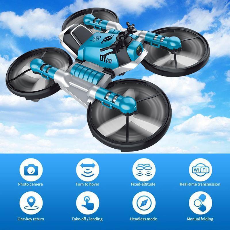 2 in 1 Folding RC Drone and Motorcycle Vehicle