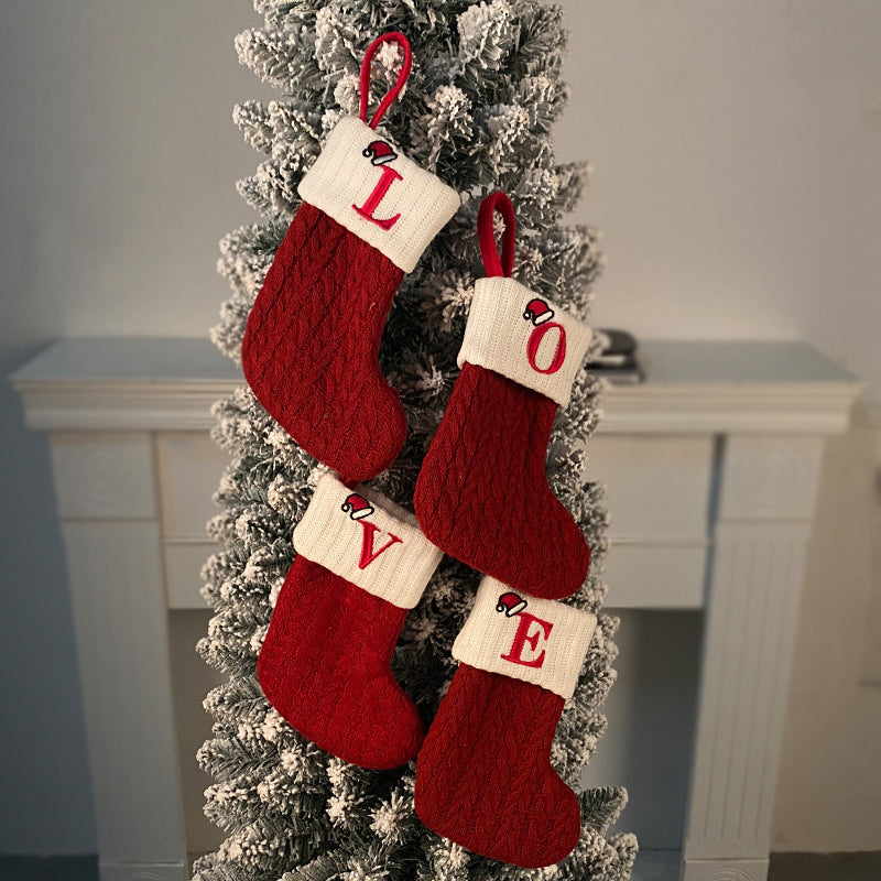 Christmas Letter Knit Stocking