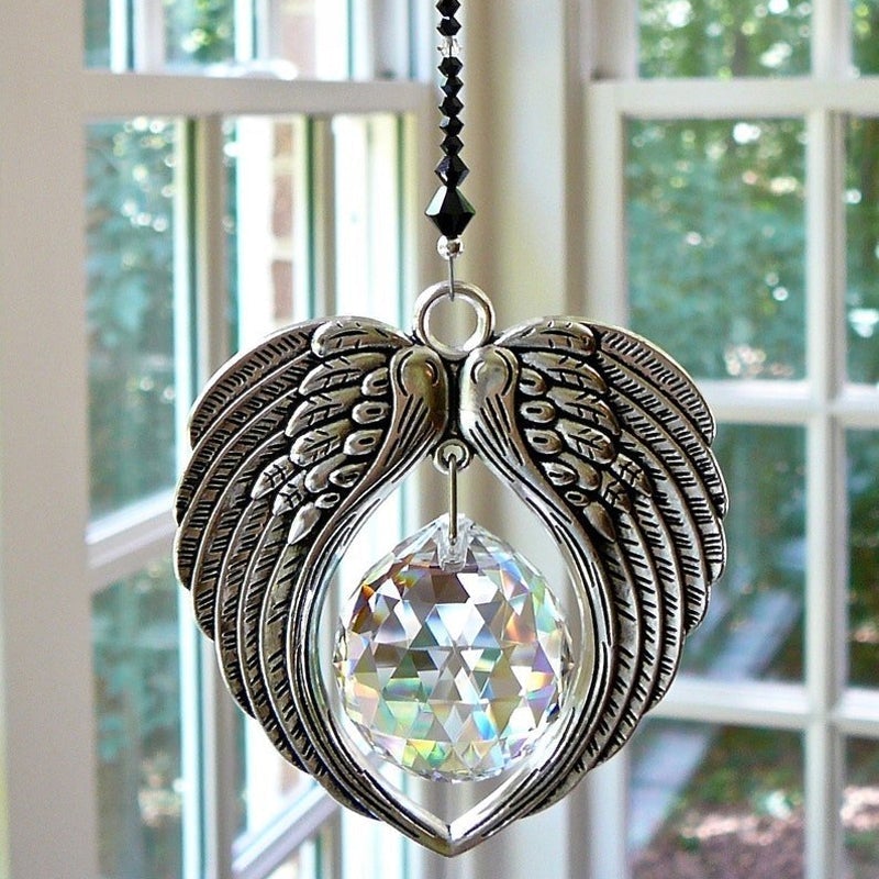 Angel Wings Crystal and Pewter Wings Suncatcher