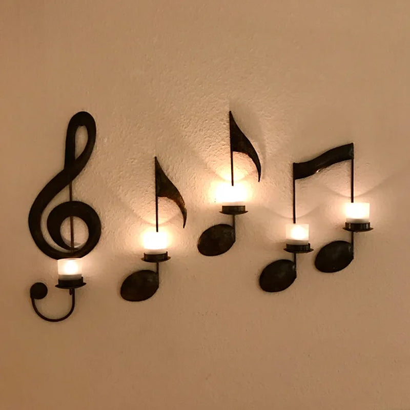 Black Music Note Wall Sconce