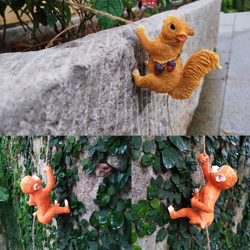 Rope Climbing Squirrel Resin Statue Figurine Ornament