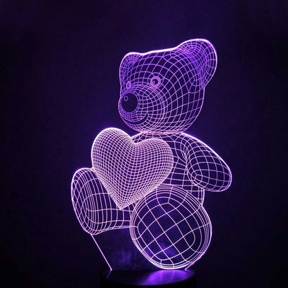 3D Love Bear Night Light