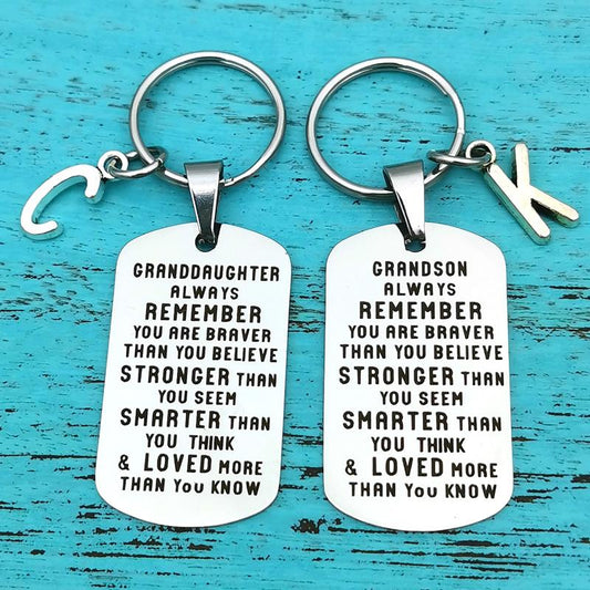 Sank® To My Grandson Granddaughter Son Daughter Gift Lettering Keychain