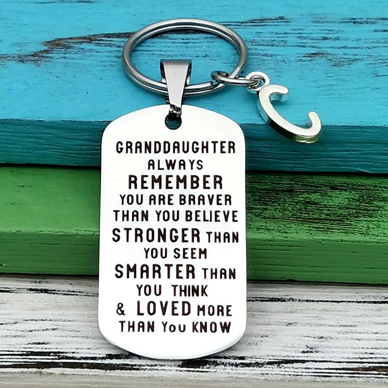 Sank® To My Grandson Granddaughter Son Daughter Gift Lettering Keychain