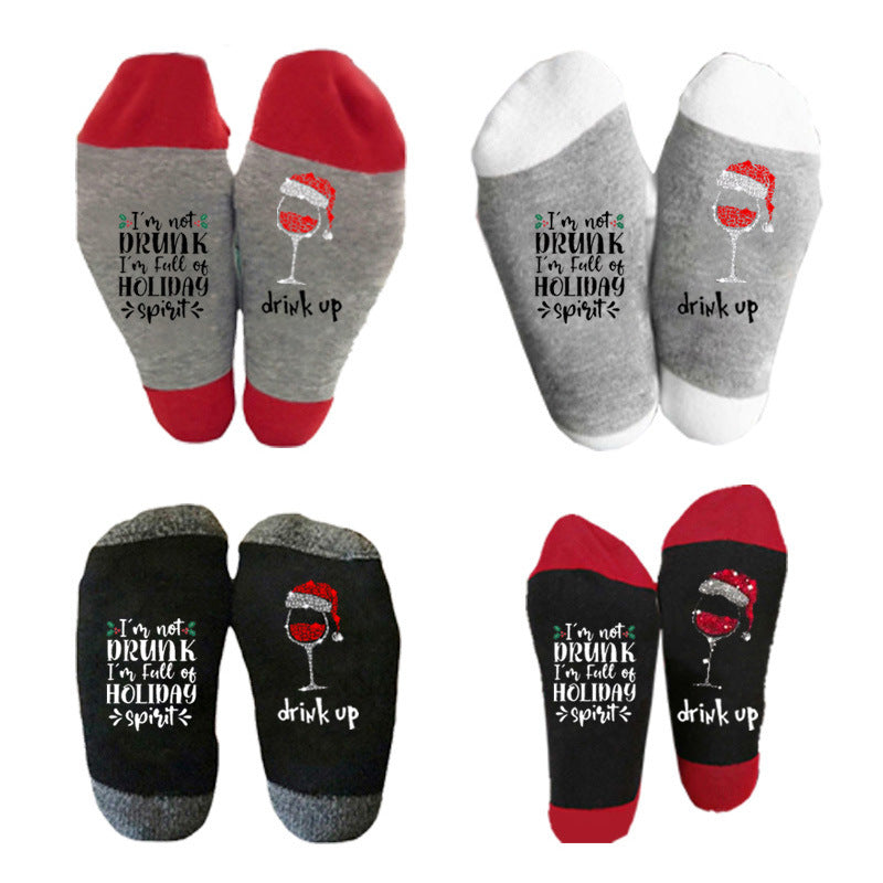 Christmas Letter Print Socks